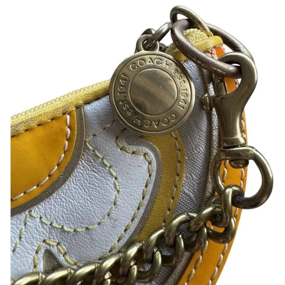 Coach Signature Orange Slice Mini Bag Coin Pouch Keychain Wristlet Discontinued